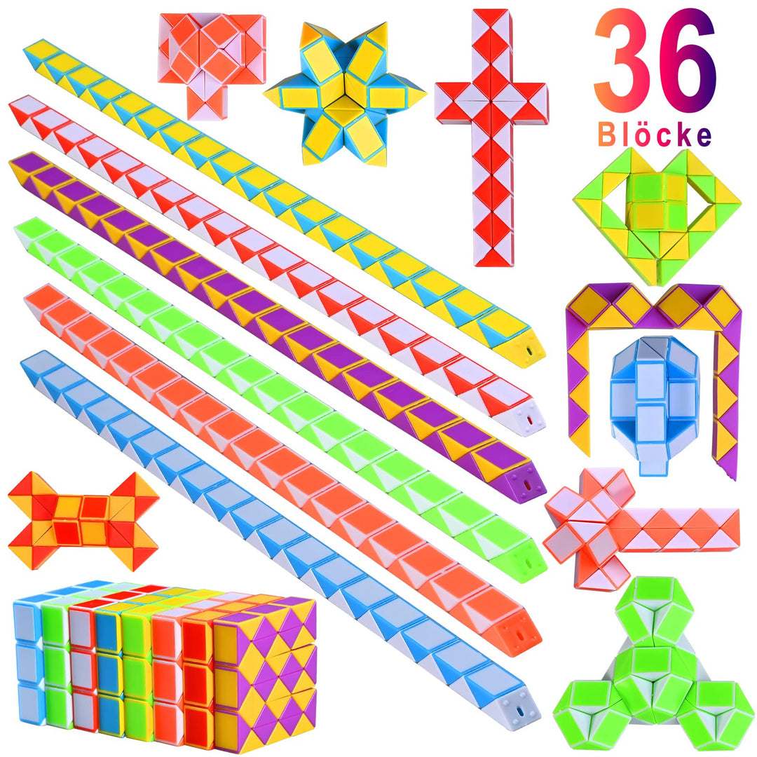 GOLDGE Mitgebsel Kindergeburtstag, 15er 36 Blöcke Magische Schlange Kleine Geschenke für Kinder, Giv
