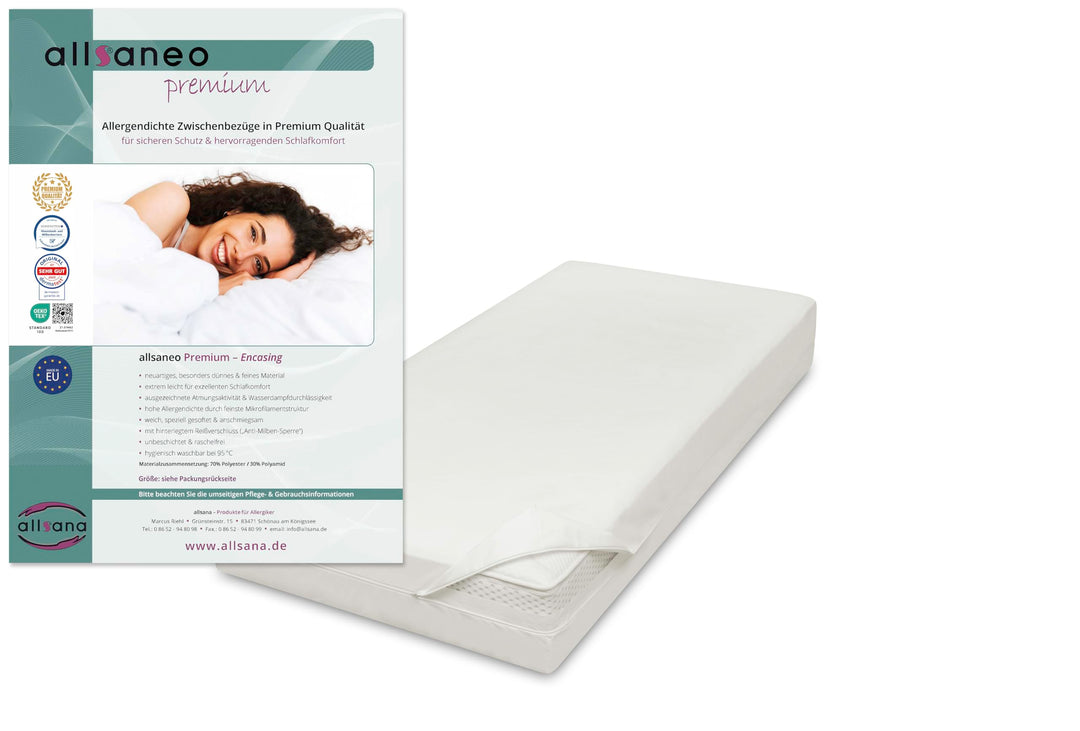 allsaneo Premium Allergiker Matratzenbezug 70x140x12 cm | Allergie Bezug extra weich und leicht | An