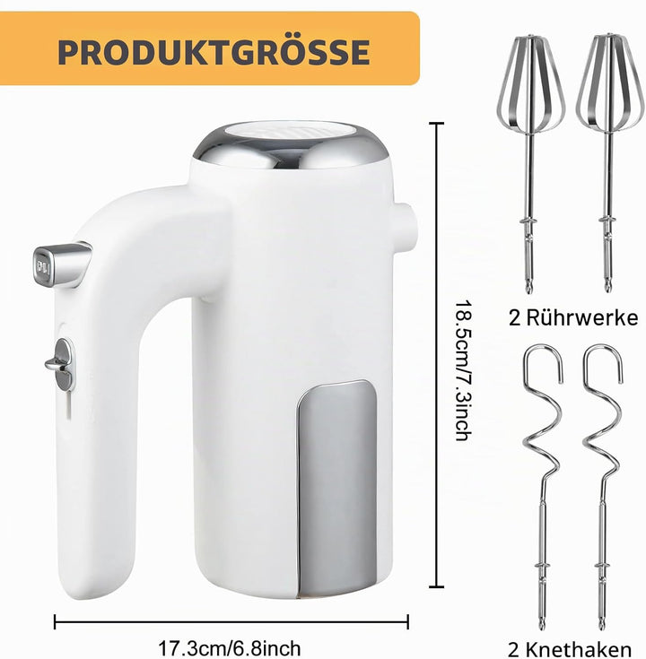 Handmixer 400W, Handrührgerät mit 5 Stufen &amp; Turbo-Funktion, Edelstahl Rührgerät Hand Mixer mit 2 Rü