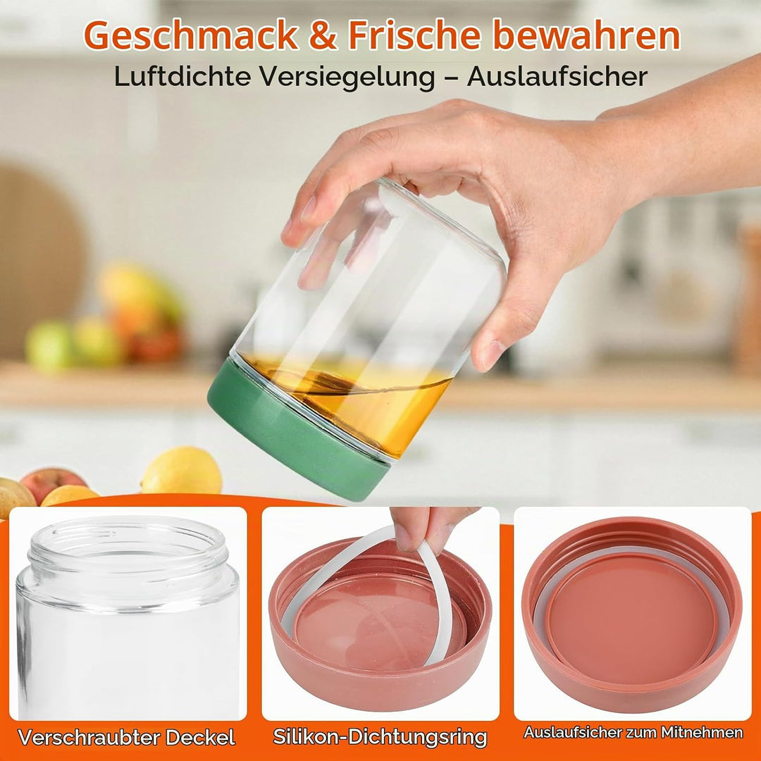 VINATO Meal Prep Gläser 6er Set mit Deckel | 3x480ml + 3x350ml Overnight Oats Behälter, Stapelbare J