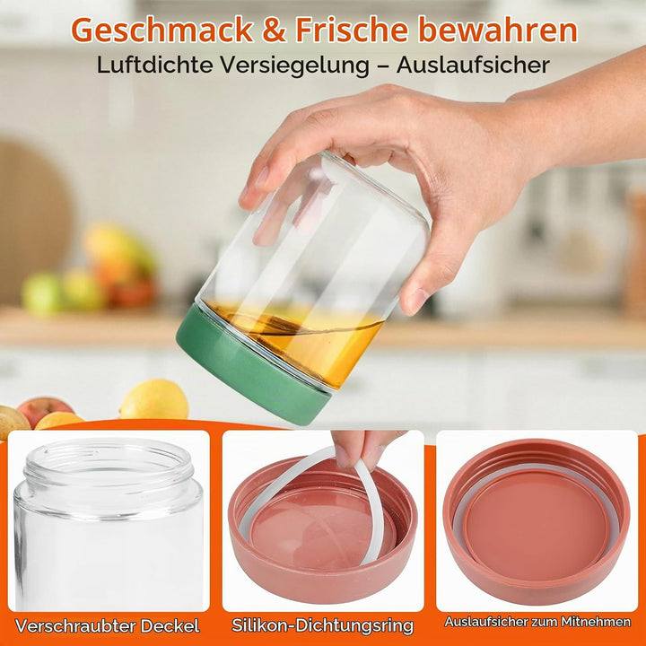VINATO Meal Prep Gläser 6er Set mit Deckel | 3x480ml + 3x350ml Overnight Oats Behälter, Stapelbare J