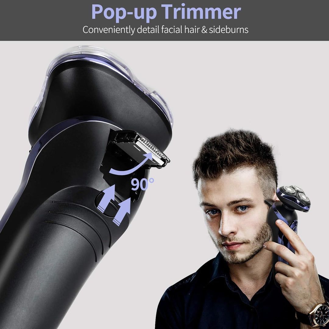 Rasierer Herren elektrisch Elektrorasierer Rotationsrasierer mit Präzisionstrimmer IPX7 Nass & Trock
