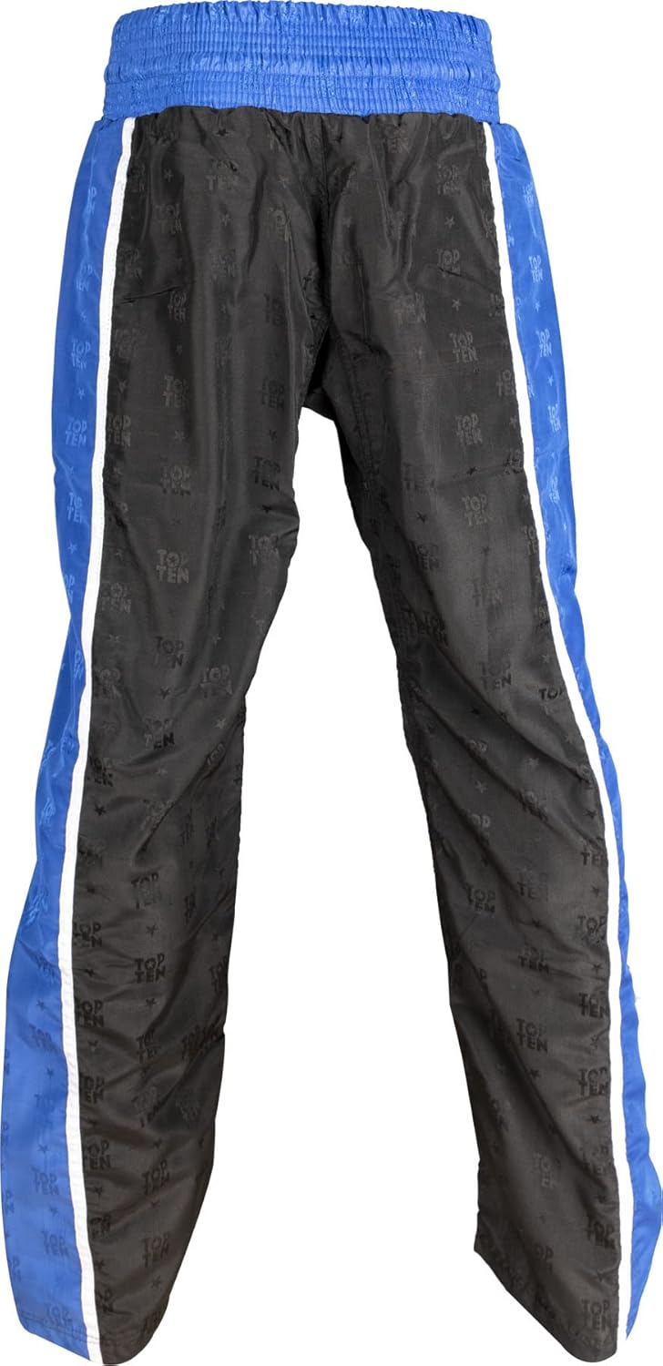 TOP TEN Kickboxhose „Stripes“ L Schwarz - Blau, L Schwarz - Blau