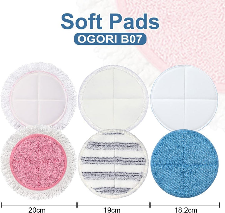 OGORI 6 Packung Ersatz Elektrischer Mopp Wischpads - Reinigungspads, Scrubby Pads und Wachsmop Pads