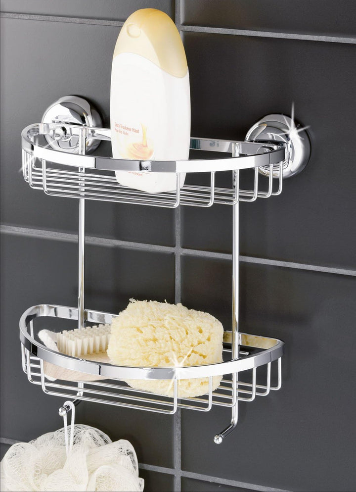 WENKO 18234100 Magic-Loc Wandkorb Bessano mit 2 Ablagen - Befestigen ohne bohren, Edelstahl rostfrei