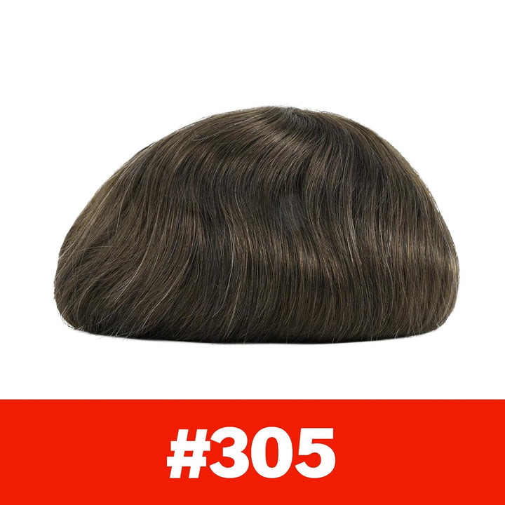 Lordhair Perücke für Herren, Toupet Herren aus natürlichem Echthaar, 0,08 mm vorn, 1/2 Zoll, V-loope