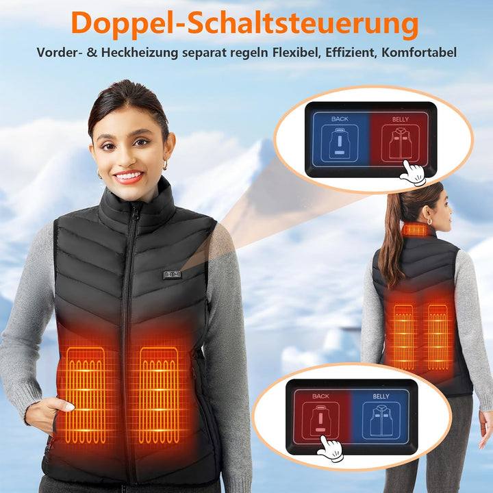Beheizbare Weste für Herren Damen, Elektrische USB Heizwesten, Mit 5V 10000 mAh Akku, Winter Warme J