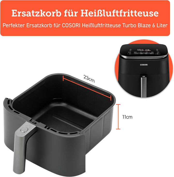 COSORI Air Fryer Turbo Blaze 6L Originalkorb, Keramikbeschichtung ohne PFAS, Ersatz-Zubehör für die
