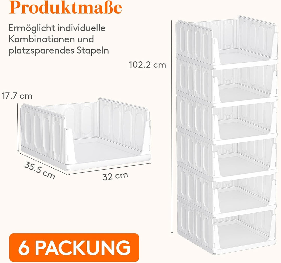 Lifewit 6er Set Stapelbare Kleiderschrank Organizer 35.5 cm Tief | Ausziehbar Kunststoff Ordnungssys