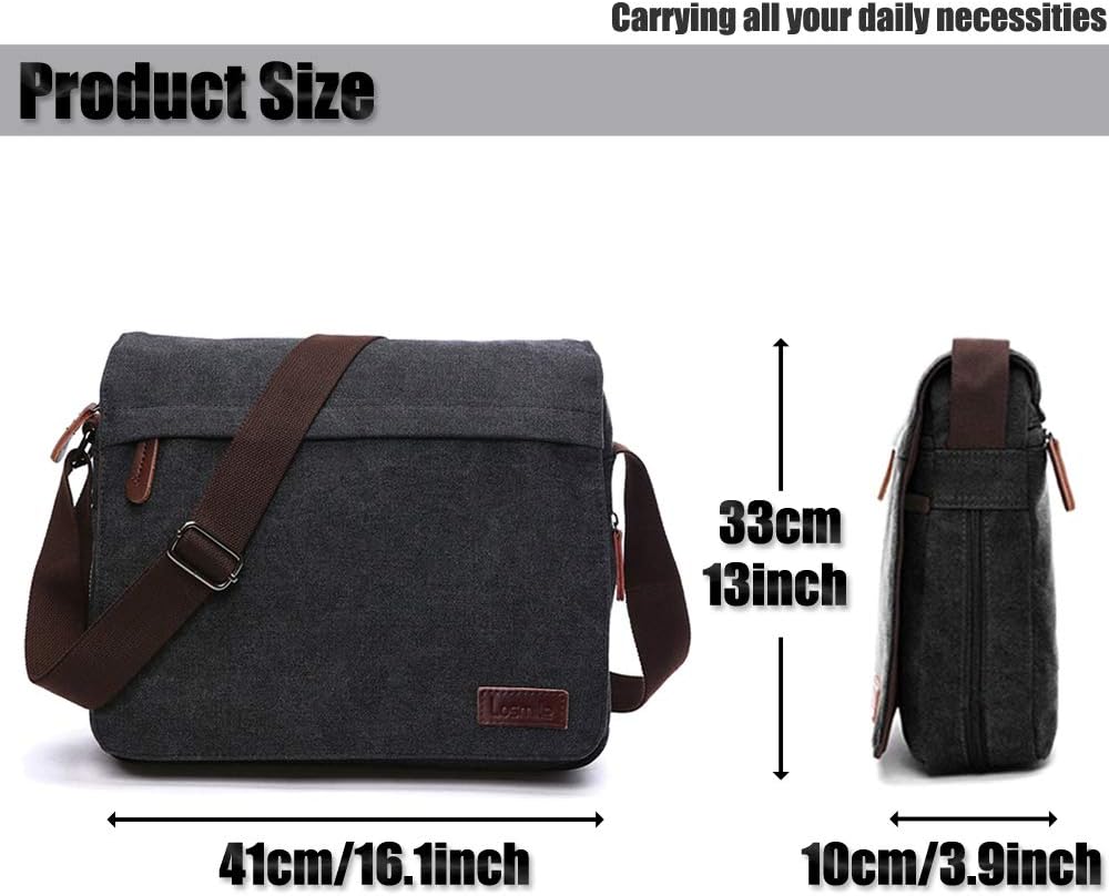 LOSMILE Herren Umhängetaschen, Leinwand Schultertaschen, Laptoptasche,Schulranzen, für Schule und Ar