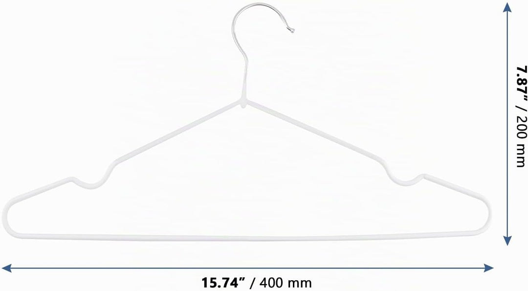 60 Stück Metall Kleiderbügel Weiss 40 cm, Kunststoff ummantelt Drahtbügel Kleiderbügel Platzsparend,