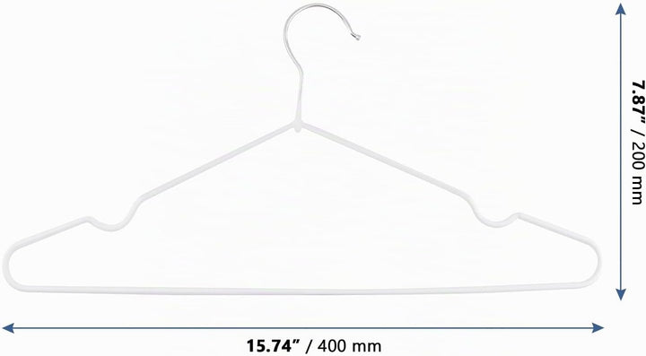 60 Stück Metall Kleiderbügel Weiss 40 cm, Kunststoff ummantelt Drahtbügel Kleiderbügel Platzsparend,