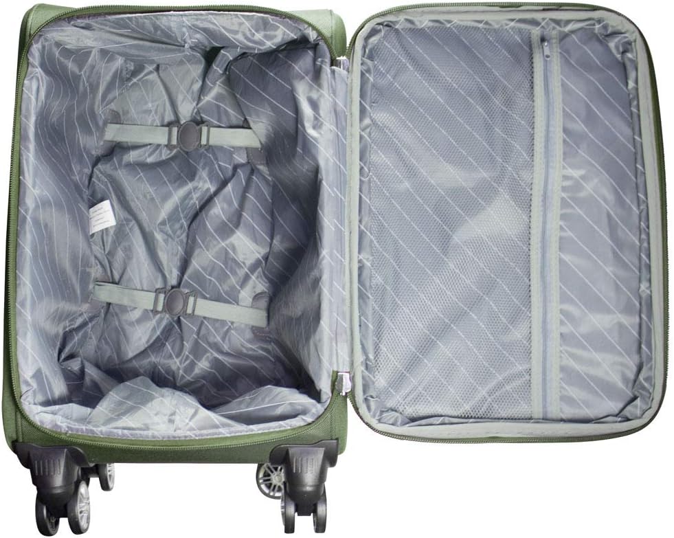 Trendyshop365 Weichgepäck Koffer-Set 3-teilig Maribor 4 Rollen Zahlenschloss Grün Kofferset 3 teilig