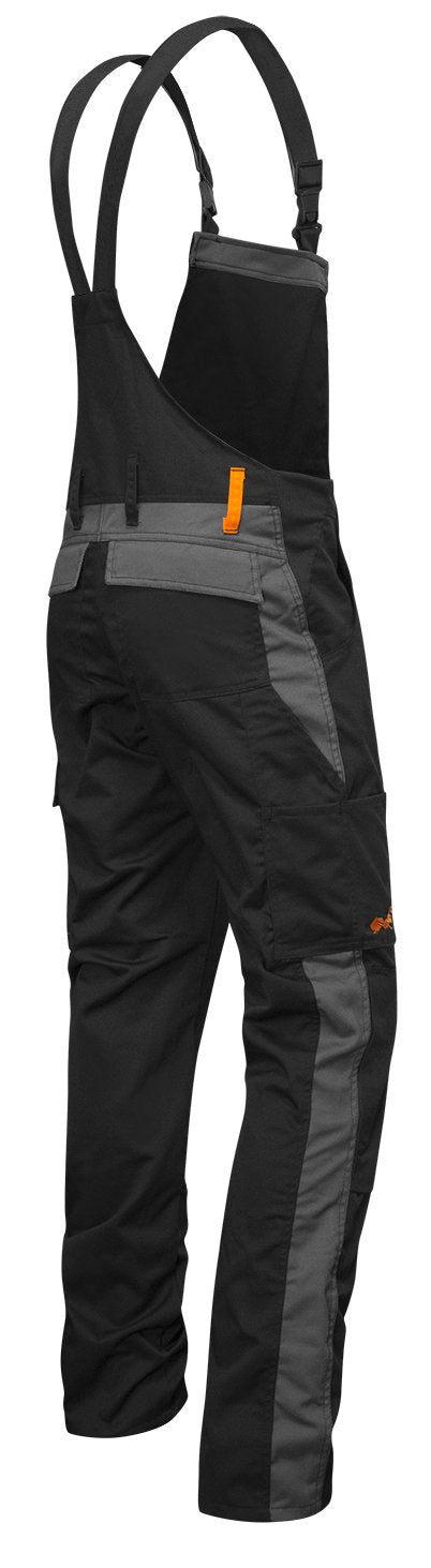 strongAnt Latzhose Herren Stretch Arbeitshose Arbeitslatzhose mit Kniepolstertaschen Schwarz Grau We
