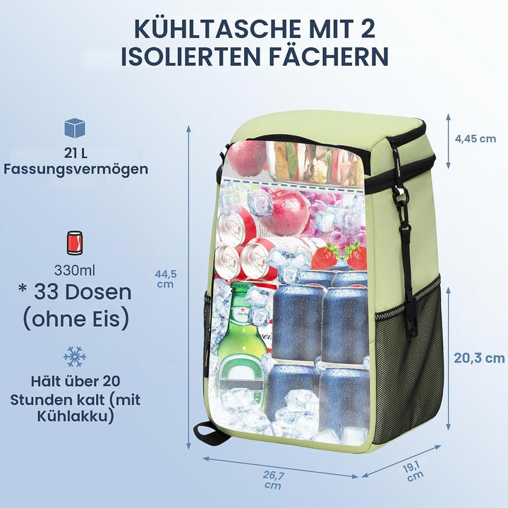 SPARTER Rucksack-Kühler, isoliert, auslaufsicher, 33 Dosen, wasserdicht, leicht, isoliert, Eistruhe,