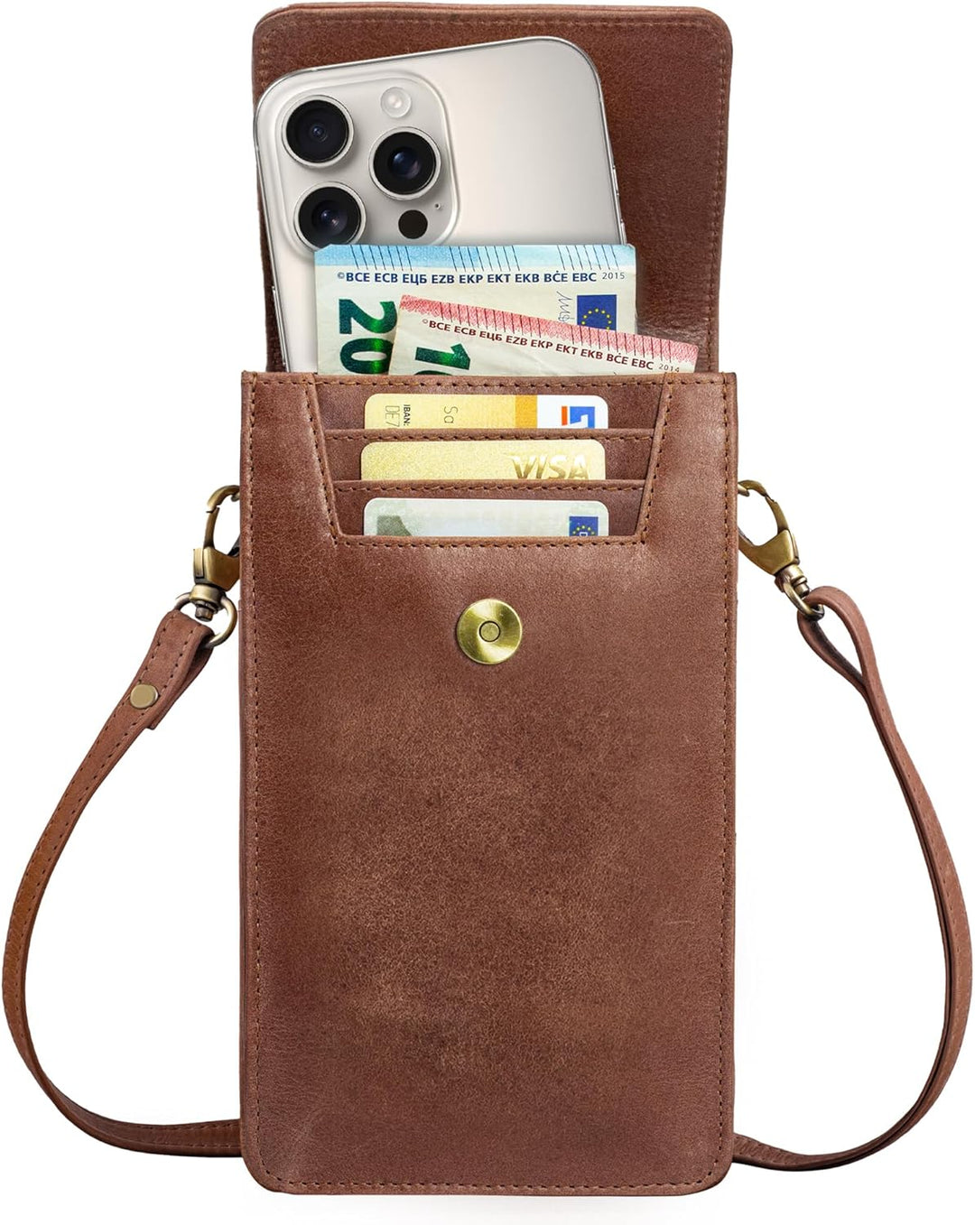 STILORD "Imola Echtleder Handytasche 7 Zoll Damen Herren Vintage Umhängetasche Brustbeutel Leder Dam