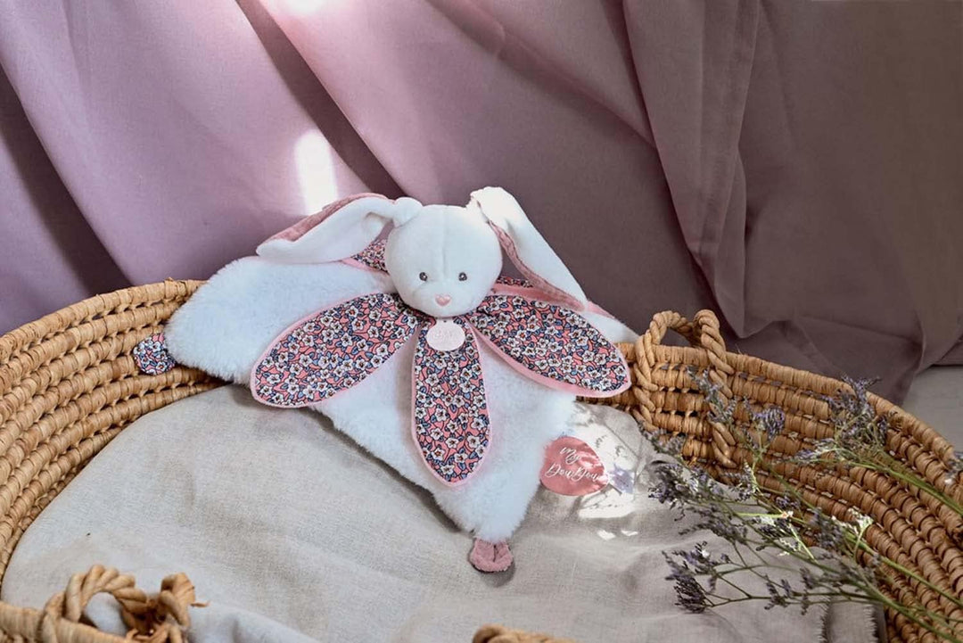 Doudou et Compagnie - Boh'aime Kuscheltier Hase, Rosa, 27 cm – Geschenk zur Geburt – schöne Geschenk