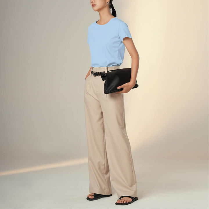 LiKing Damen T-Shirt Baumwolle Kurzarm Basic Sommer Rundhals T-Shirts Oberteile Top Bluse 1/3er Pack