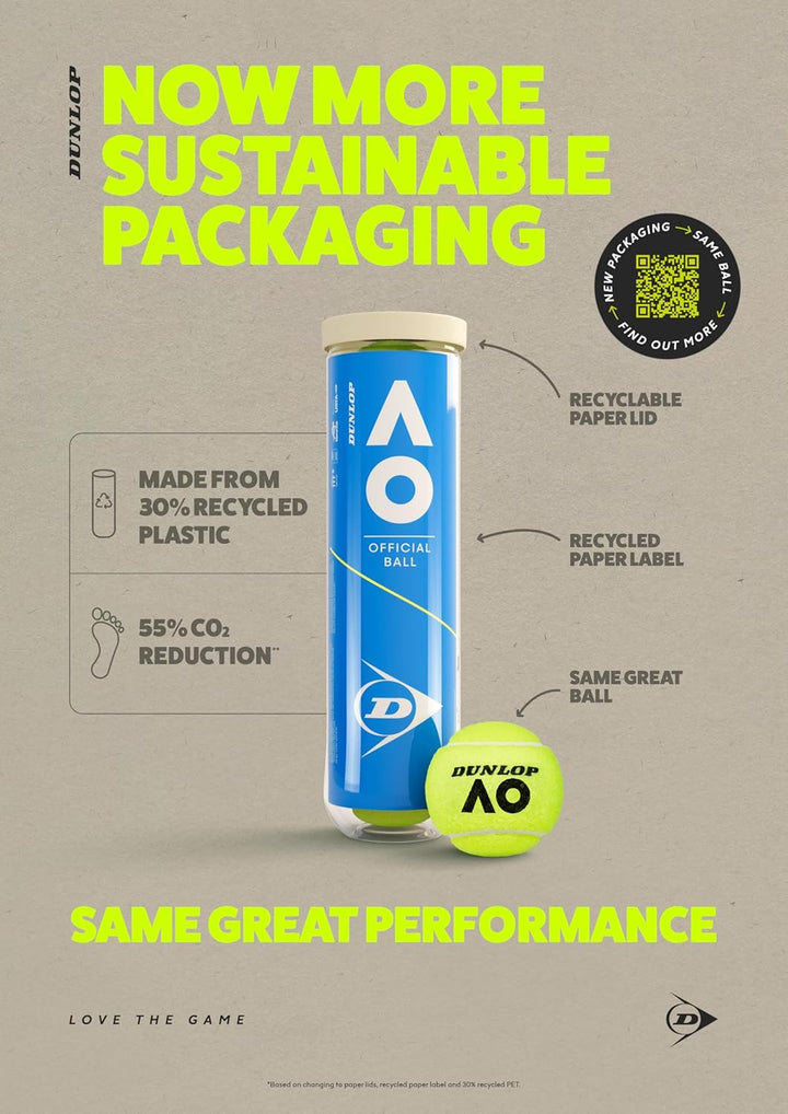 DUNLOP Tennisball Australian Open - für Sandplatz, Hartplatz und Rasen 2 x 4 Bälle, 2 x 4 Bälle