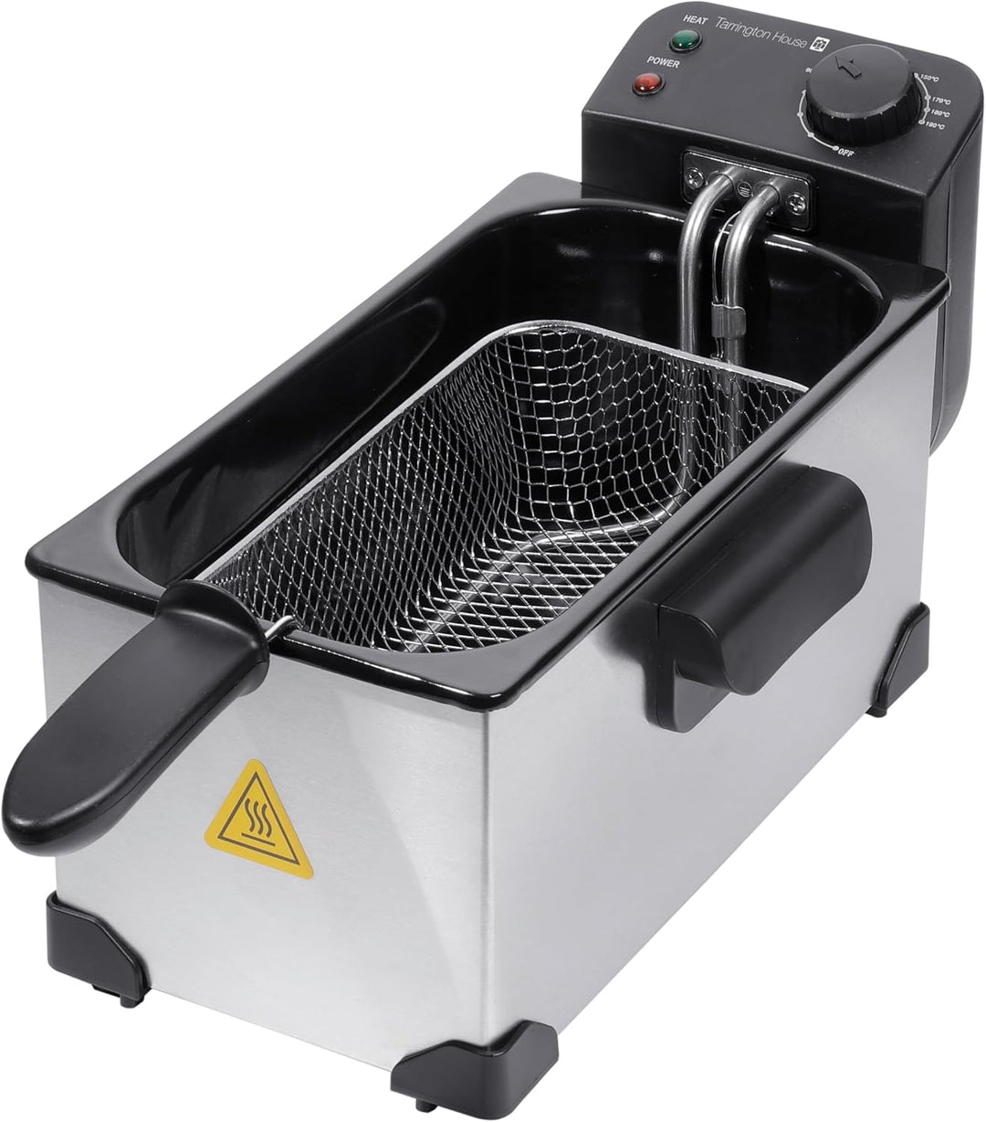 Tarrington House FR2200E Fritteuse, abnehmbare Tank, Anti-Rutsch-Basis, 3 L, Edelstahl, 22.5 x 40.5