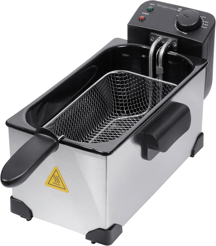 Tarrington House FR2200E Fritteuse, abnehmbare Tank, Anti-Rutsch-Basis, 3 L, Edelstahl, 22.5 x 40.5