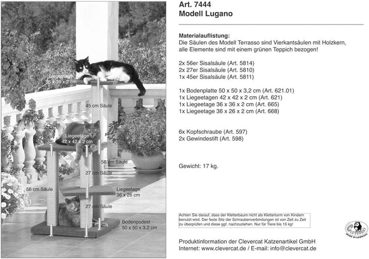 CLEVERCAT Outdoor Modell Lugano ermöglicht Krallenwetzen und Ausschau halten an der frischen Luft. M