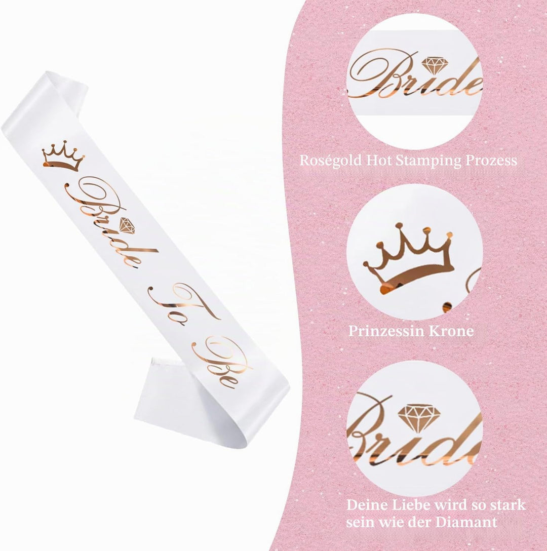 Hen Party Dekorationen Anzug Brautschleier mit Stirnband Sash Brautsdusche Zubehör Brautjungfern Gef
