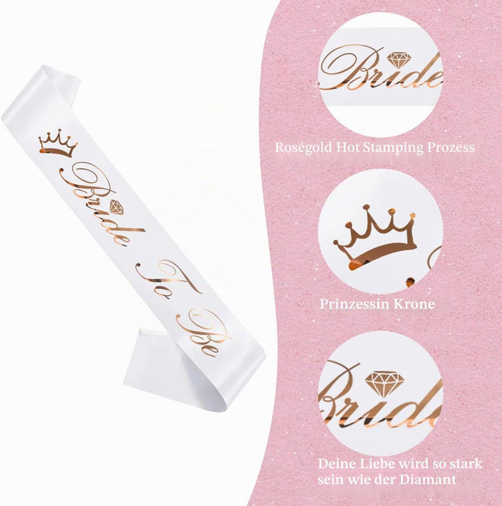Hen Party Dekorationen Anzug Brautschleier mit Stirnband Sash Brautsdusche Zubehör Brautjungfern Gef