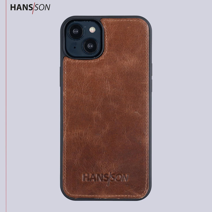 HANS/SON Klappbare Echtlederhülle | iPhone 14 Plus Ledercase mit Kartenfächern | Lederhülle mit Sche