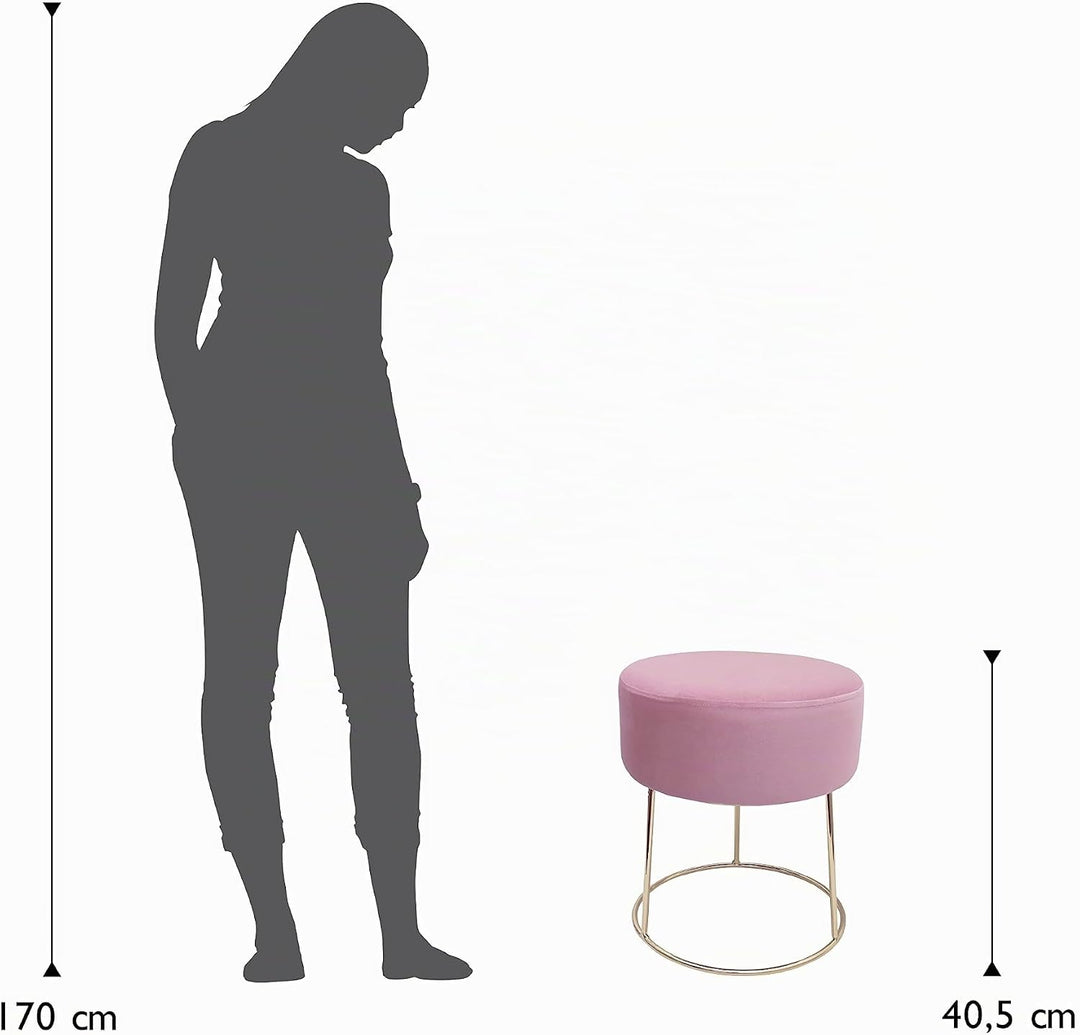 ECHTWERK runder Sitzhocker Marilyn, Polsterhocker aus Samtstoff, Schminkhocker mit Metallbeinen in G