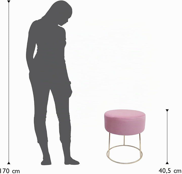 ECHTWERK runder Sitzhocker Marilyn, Polsterhocker aus Samtstoff, Schminkhocker mit Metallbeinen in G