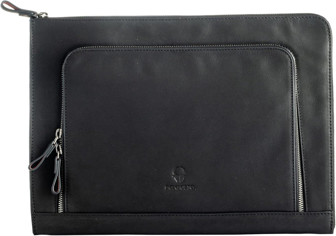 DONBOLSO® Notebook Sleeve London Leder für Damen und Herren Schwarz M, Schwarz M