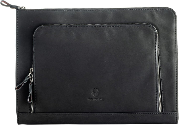 DONBOLSO® Notebook Sleeve London Leder für Damen und Herren Schwarz M, Schwarz M