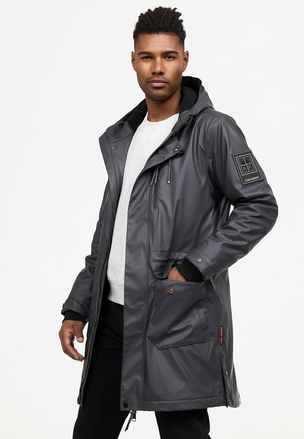 STONE HARBOUR Warmer Regenponcho gefütterter Regenmantel wasserdicht mit innenliegendem Tragegurt un