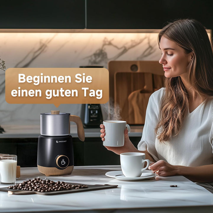 AMZCHEF Milchaufschäumer 600ml, 8-IN-1 Grosser Induktion Milchschäumer für Heissen & Kalten Milchsch