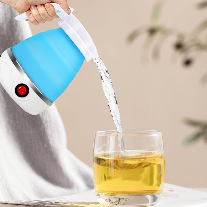 RANJIMA Wasserkocher Faltbar, 0,6L Tragbarer Camping Wasserkocher Elektrischer Wasserkocher Mini Rei