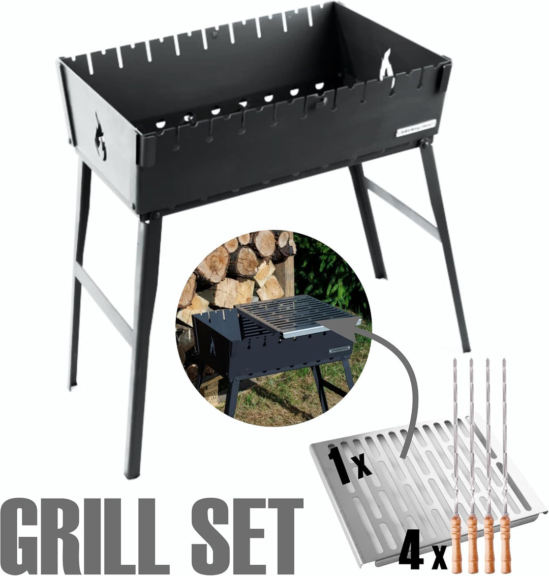 Grill-MANGAL 60 x 40 cm mit Tasche Gratis | 3 mm Warmgewalzter Stahl Tragbarer Holzkohlegrill im Kof