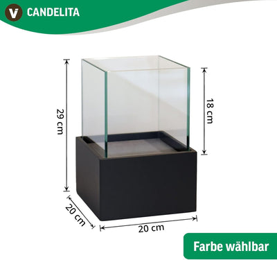 VIVANNO Deko-Windlicht Kerzenhalter viereckig CANDELITA - Anthrazit 20x20x29 20x20x29 Anthrazit, 20x