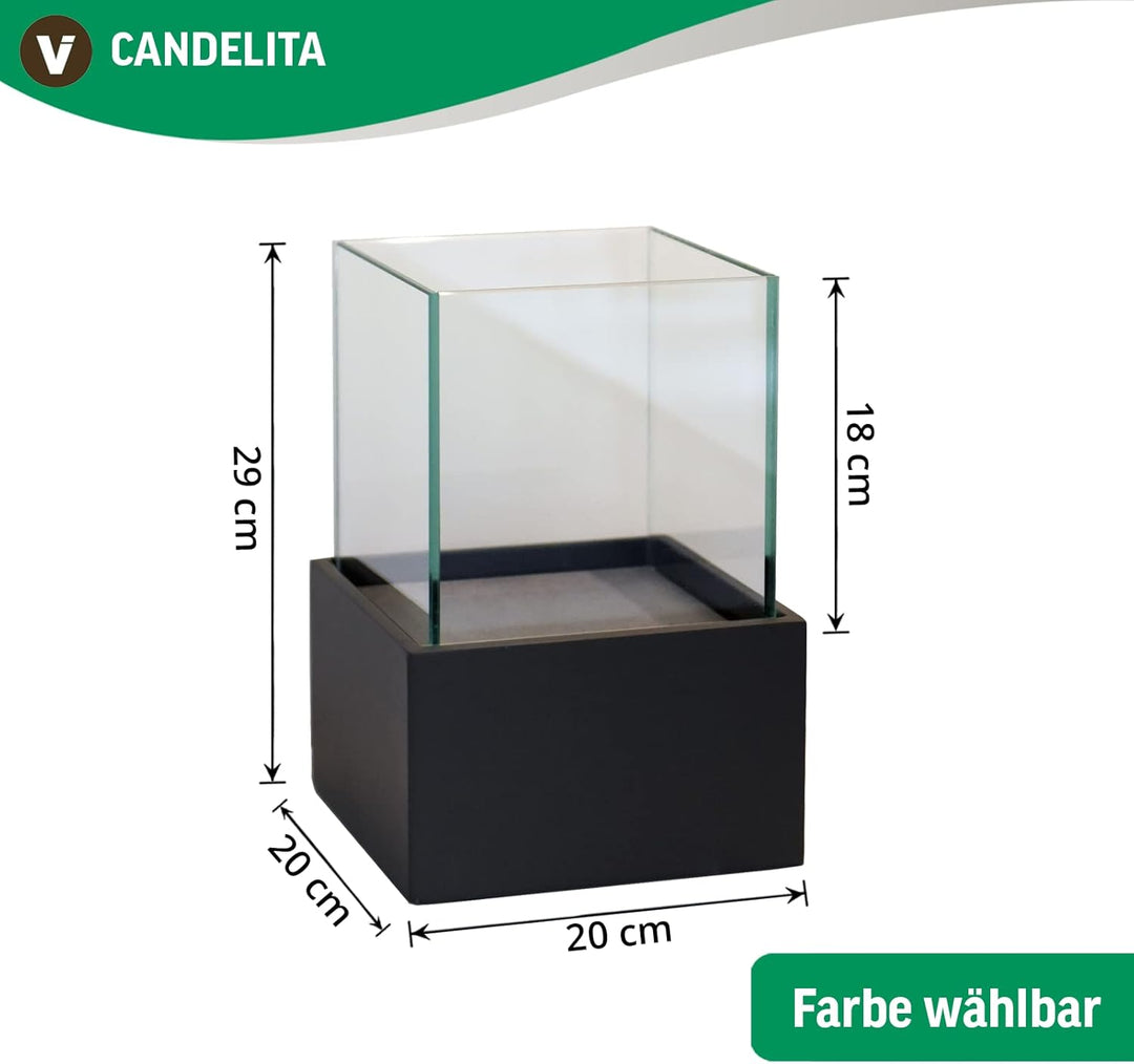 Deko-Windlicht Kerzenhalter viereckig CANDELITA - Silber Hochglanz 20x20x29 20x20x29 Silber Hochglan