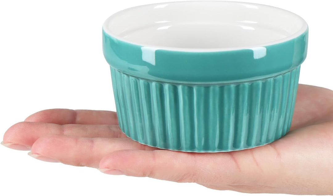 COM-FOUR® 12x Soufflé Förmchen - Creme Brulee Schälchen aus Keramik - Ofenfeste Förmchen - Dessertsc