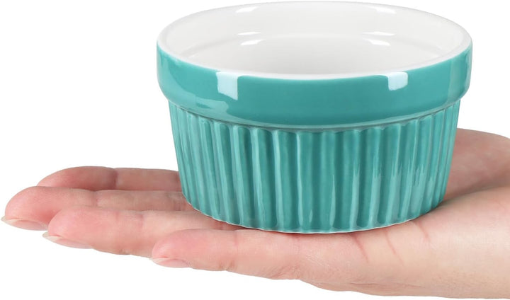 COM-FOUR® 12x Soufflé Förmchen - Creme Brulee Schälchen aus Keramik - Ofenfeste Förmchen - Dessertsc