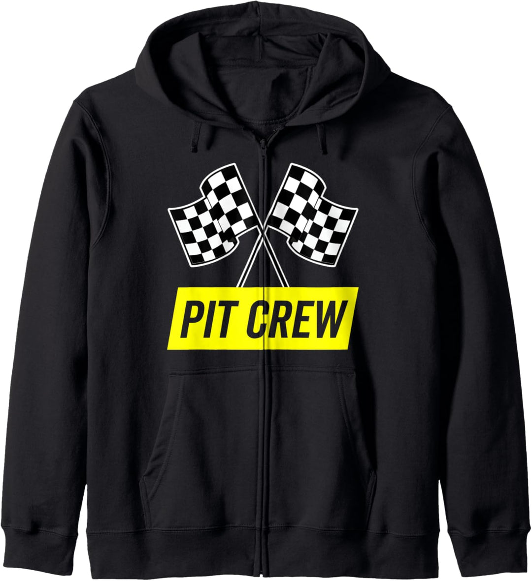 Gelbes Kursiv-Pit-Crew für Rennparty-Kostüm, dunkel Kapuzenjacke