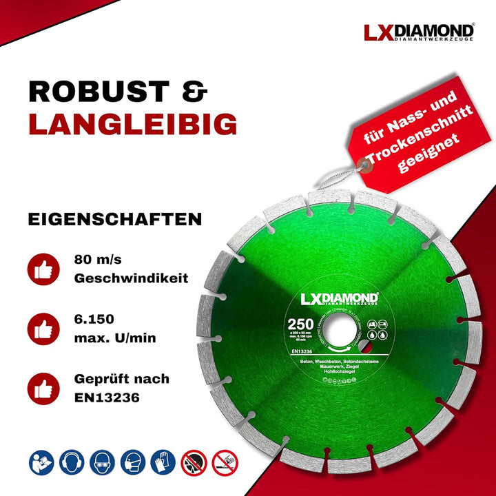 Diamant-Trennscheibe 250mm x 30,0mm - für Schneidetische, Brückensägen - Diamantscheibe zum Trennen