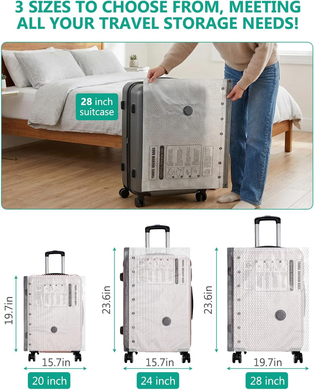 Vakuumbeutel für Kleidung mit Kabellose Elektrischer Vakuumpumpe, ORIA Vakuumbeutel Reise Wiederverw