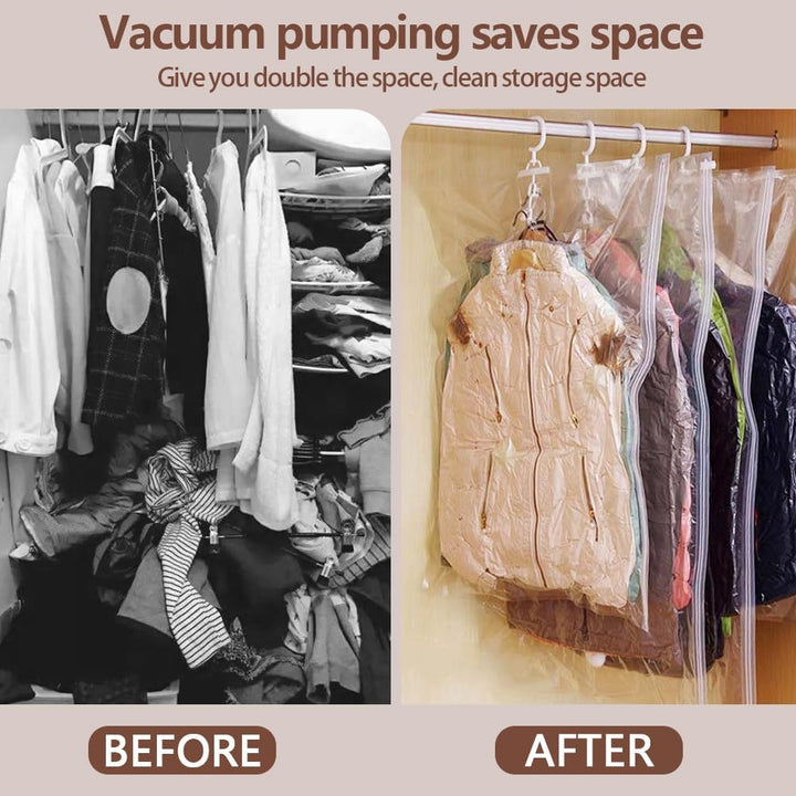 Vakuumbeutel zum Aufhängen, 5 Stück Hängend Vakuumbeutel Mit Kleiderhaken Hanging Vacuum Storage Bag