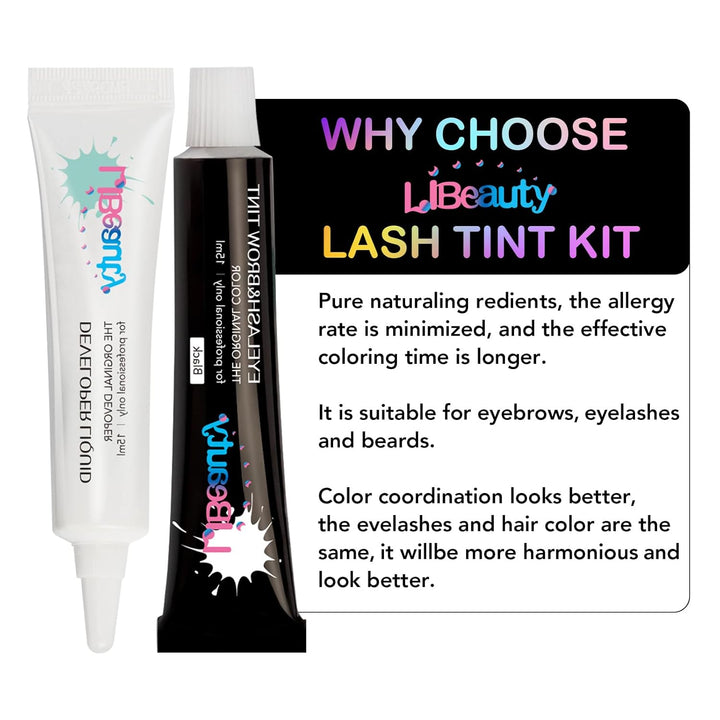 Libeauty Wimpern färben set, 15 ml schwarzes Augenbrauen-Tönungsset, Wimperntönung mit komplettem We