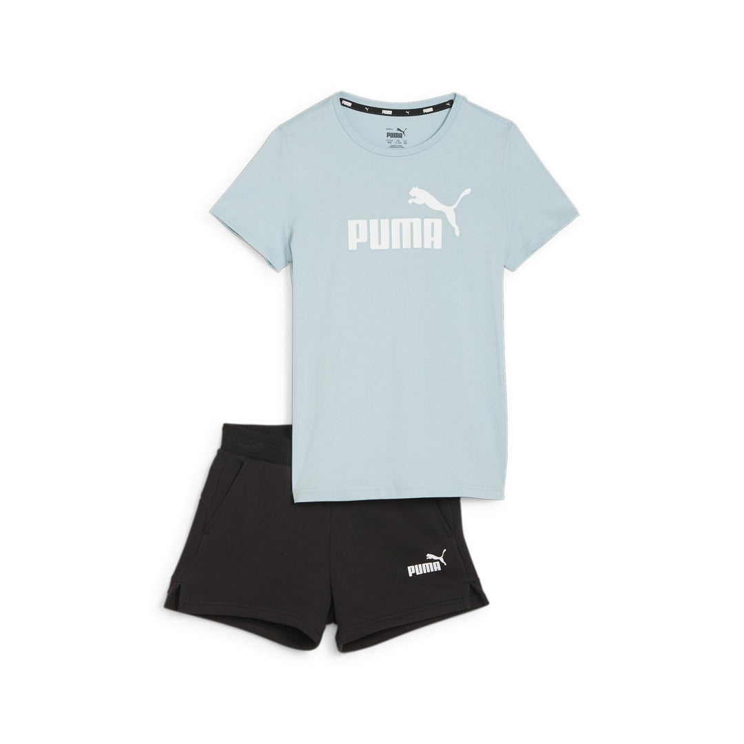 PUMA Mädchen Logo Tee & Shorts Set G Trainingsanzug 128 Turquoise Surf, 128 Turquoise Surf