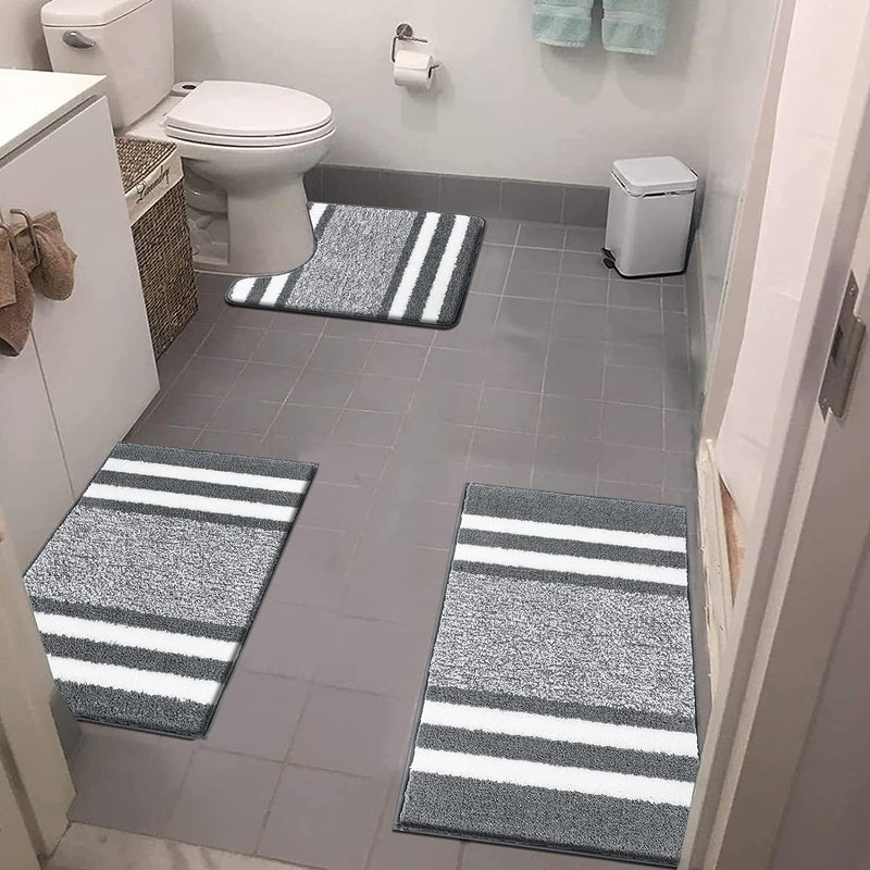 Pauwer Ultra Dicker Badteppich Set 3 Teilig Weich Hochflor Duschteppich Badematte Toilettenmatte Mas