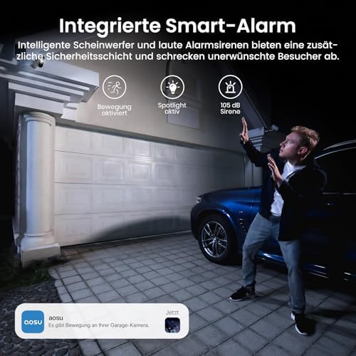 aosu 2K 3MP UHD Überwachungskamera Aussen Solar Akku 4 Cam Kit & 3K 5MP Überwachungskamera Aussen Ka