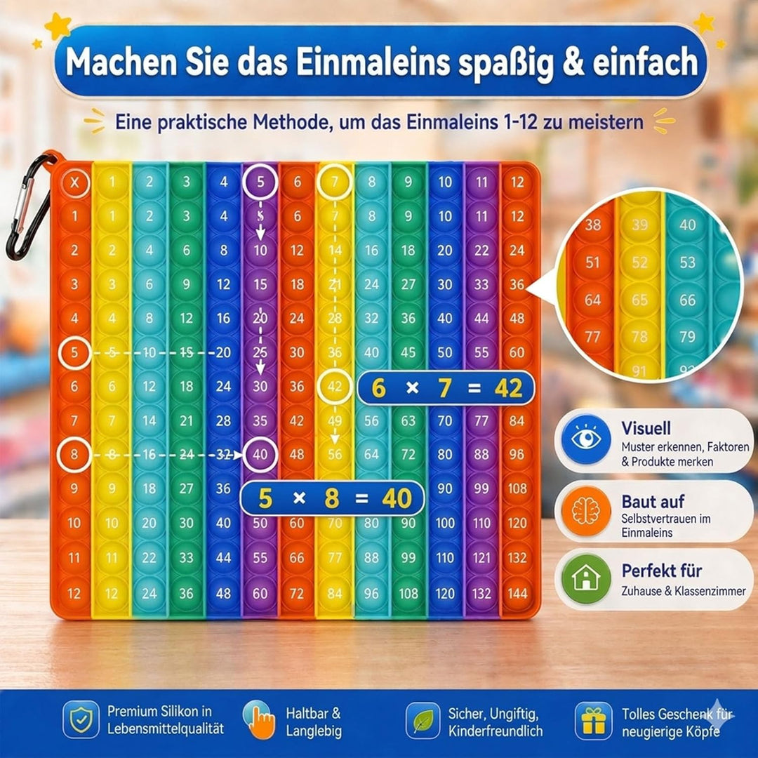 pop it Spielzeug 1x1 Lernen einmaleins Spiel multiplikationsbrett Mathe Spielzeug Kinder (sensorisch